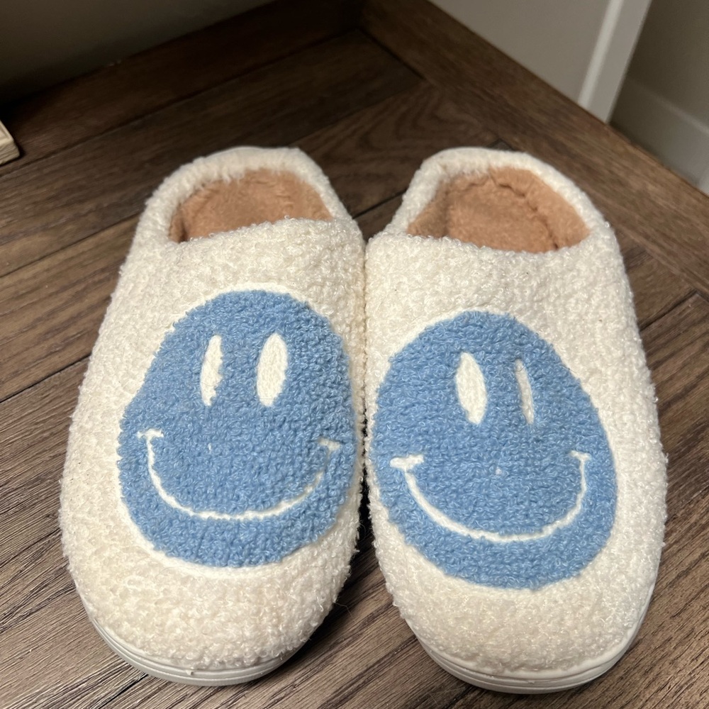 Cozy Cream and Blue Kids Slippers